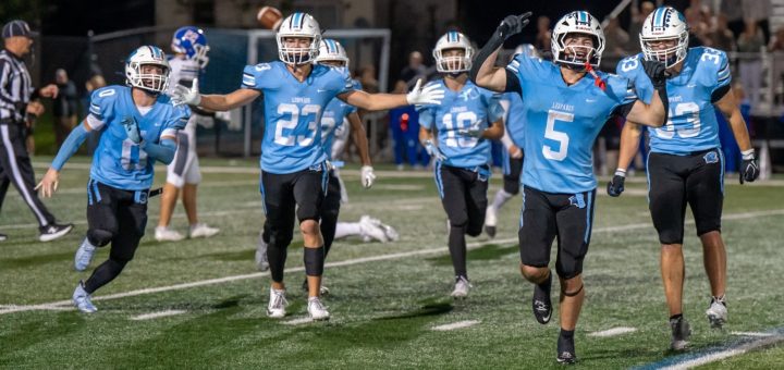 Louisville Leopards Football Celebrating Win Over Lake Blue Streaks 2026 - Everthart