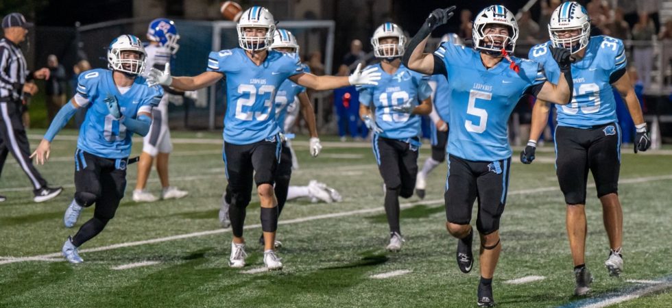 Louisville Leopards Football Celebrating Win Over Lake Blue Streaks 2026 - Everthart